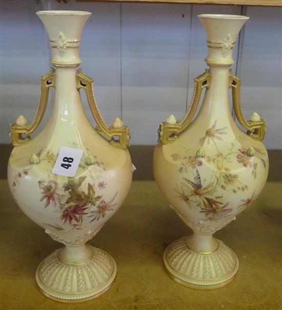 Pair of Worcester blush ivory vases